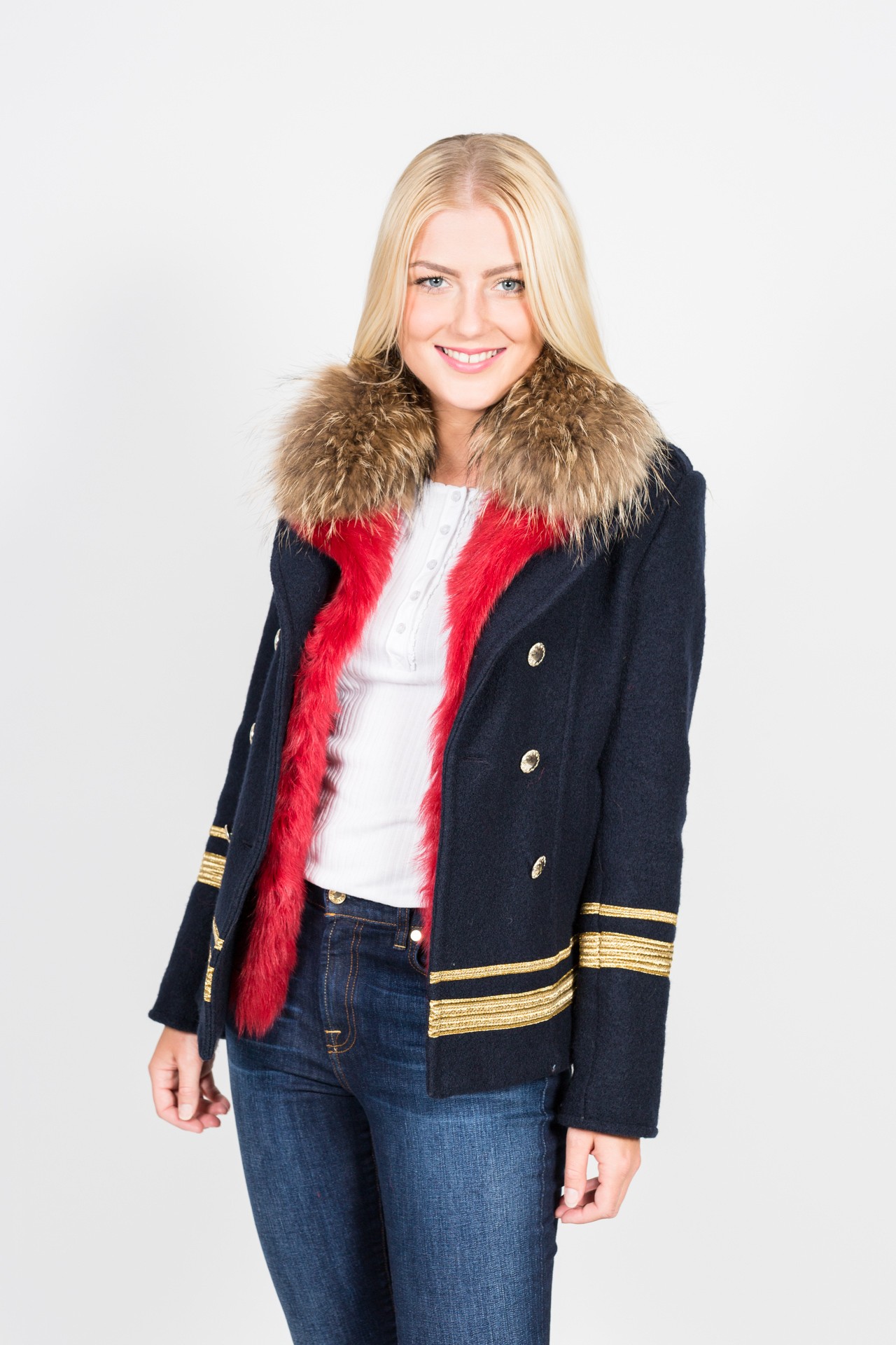 Project Foce - Caban Jacke mit Fell