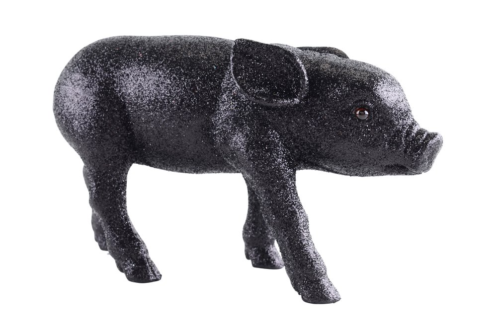 Schweinchen Glitzer schwarz L