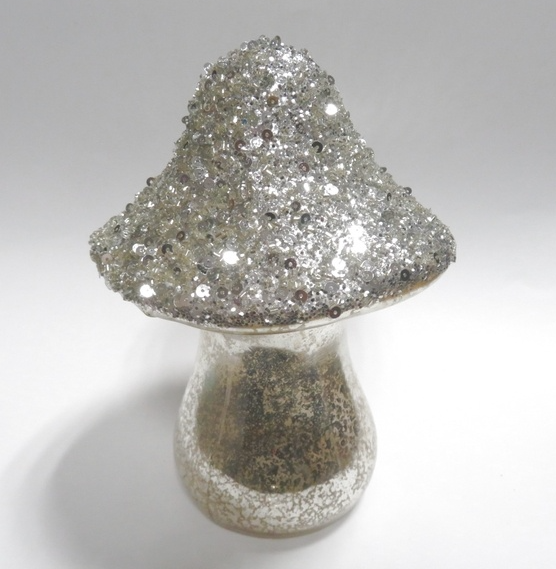 Glaspilz 20 cm silber