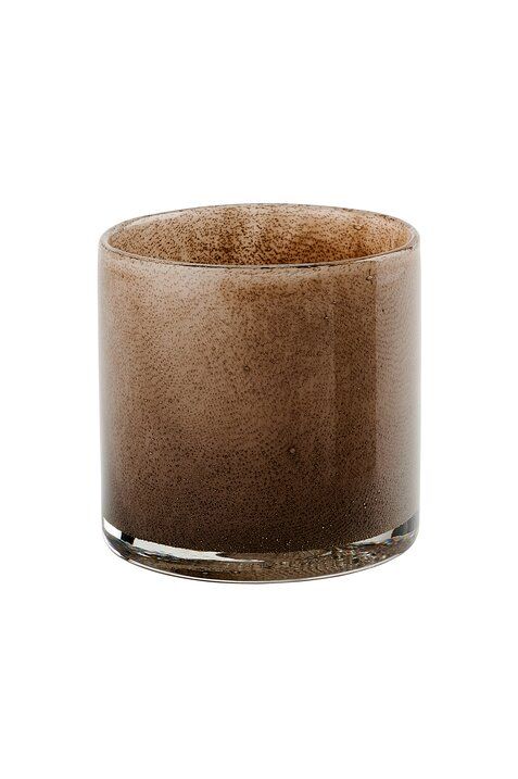 Linen Windlicht H10cm Glitzer Bubbles taupe