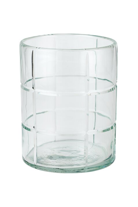 Transparentes Windlicht mit Schliff groß