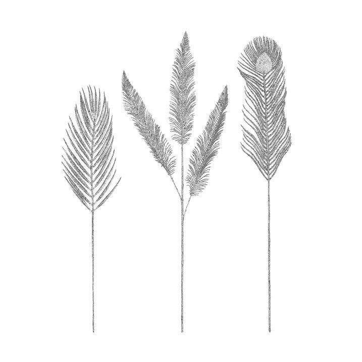 Deko-Zweig-Set 3tlg. mit Glitzer Seoul silber