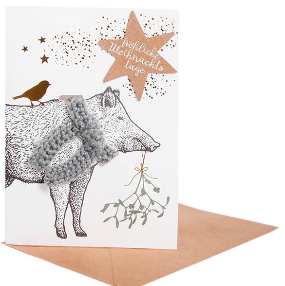 Good old Friends - Winter Schalkarte Wildschwein