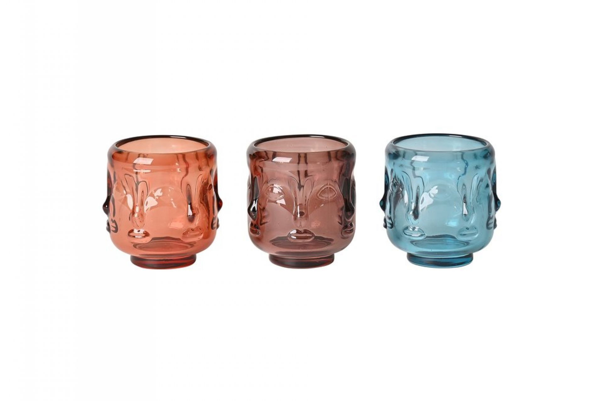 Jacquard Windlicht 3fach sortiert Gesicht H7,5cm