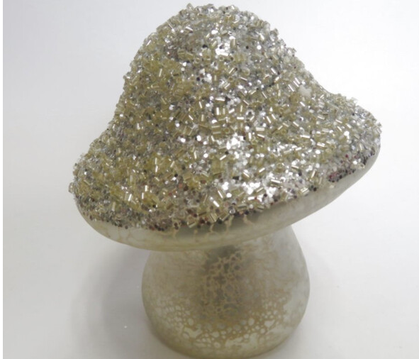 Glaspilz 12 cm silber