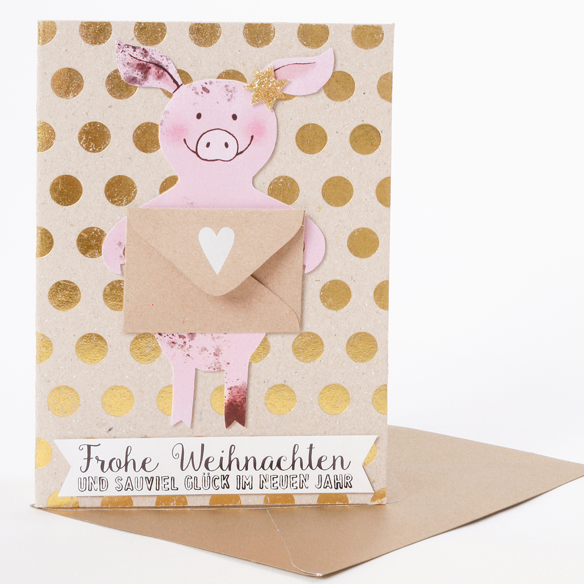 Good old Friends - Winter Briefträger Karte Schwein