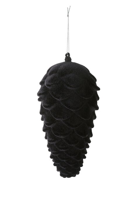 Tannenzapfen geflockt schwarz