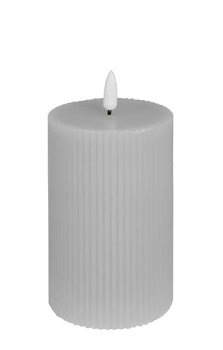 LED Kerze Flaca Rille grau 12,5 Ø 10h