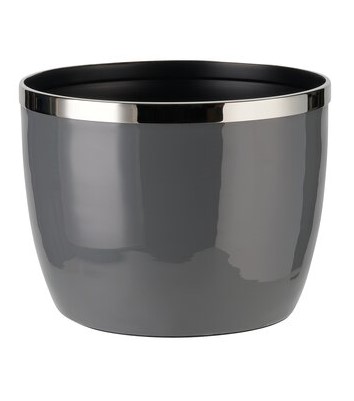 Saignon Übertopf mit Metallring M dunkelgrau/silber