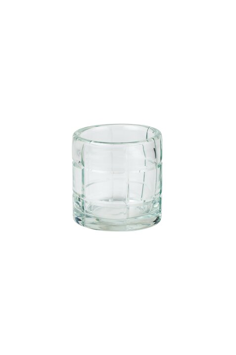 Transparentes Windlicht mit Schliff klein