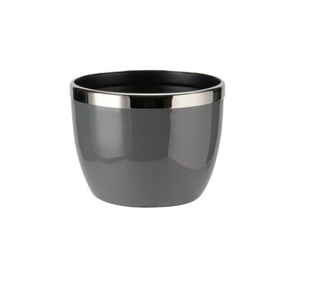 Saignon Übertopf mit Metallring S dunkelgrau/silber