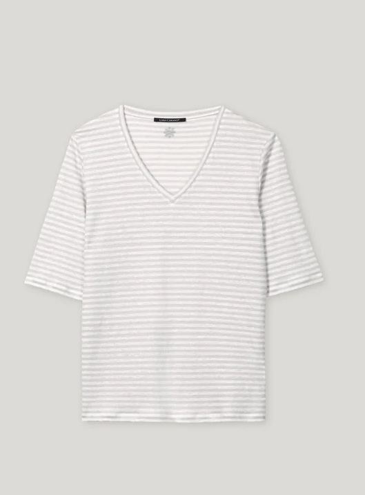 Luisa Cerano - Leinen Ringelshirt silver grey