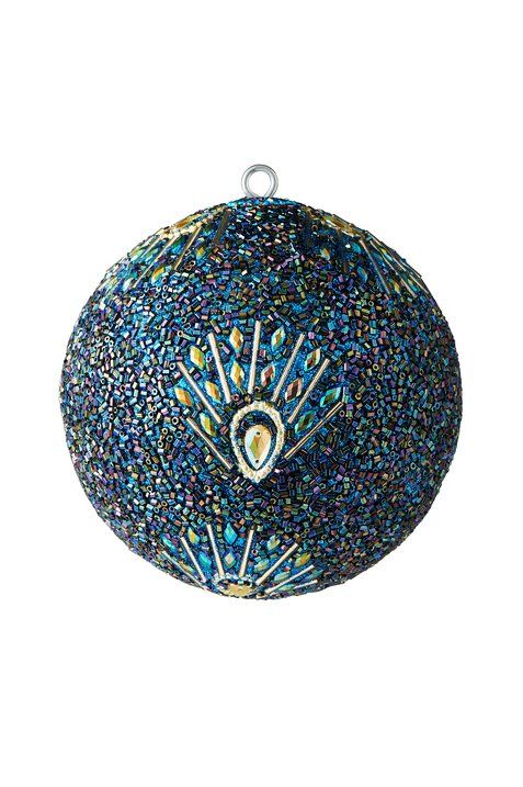 Opium Weihnachtskugel 10cm Pfauenmuster