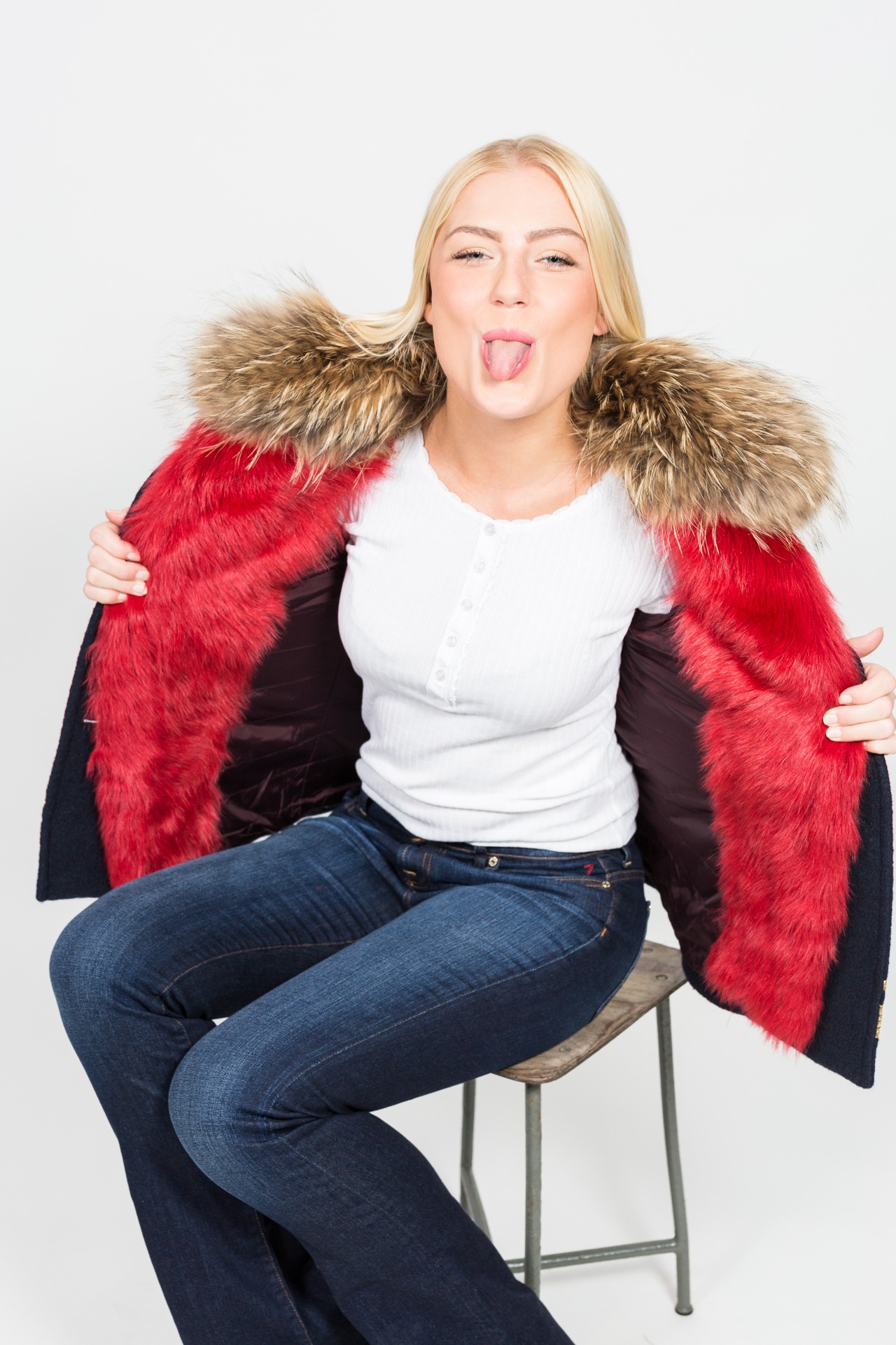 Project Foce - Caban Jacke mit Fell