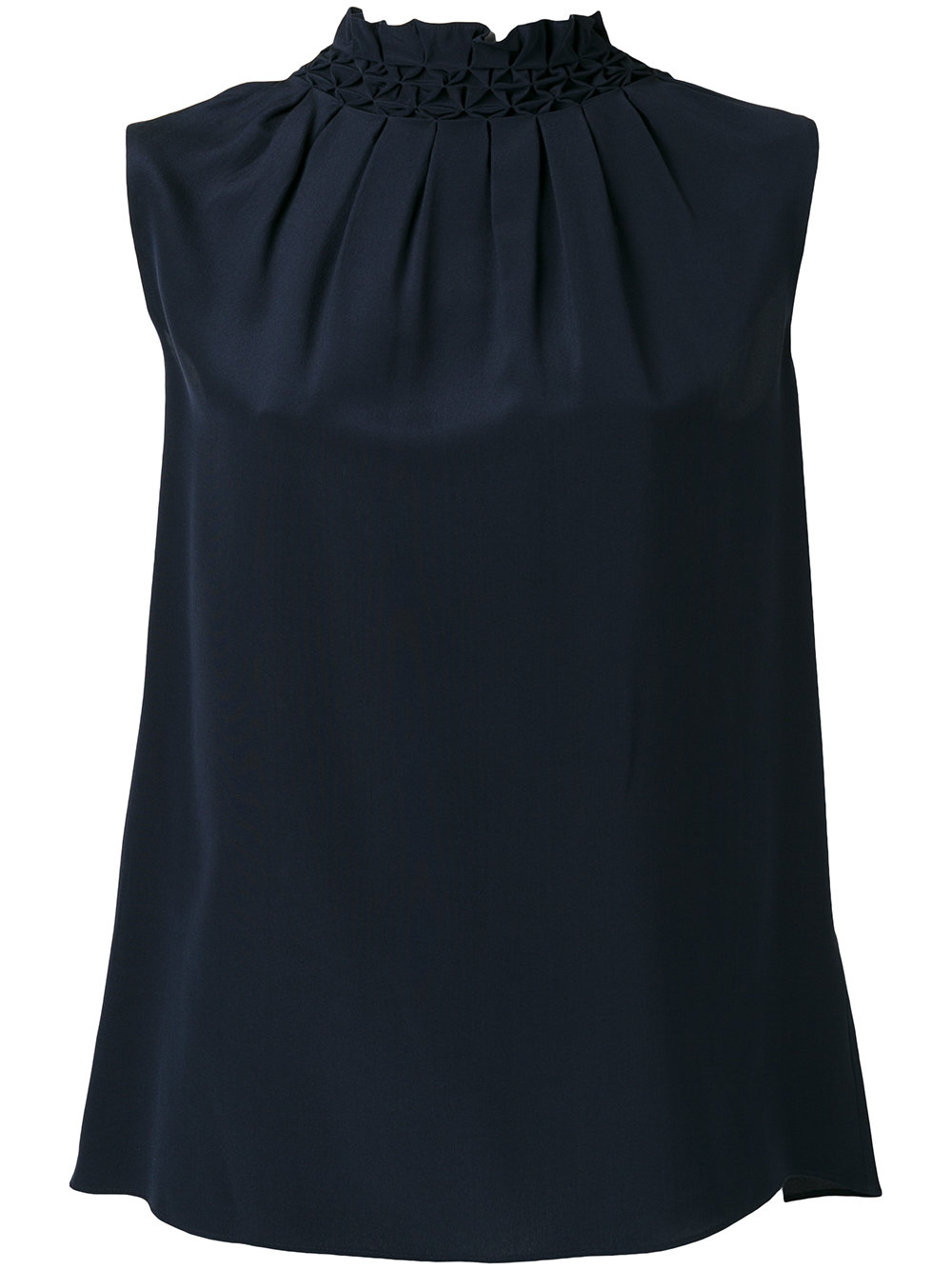 Joseph - Kurzarmbluse am Kragen gesmokt navy