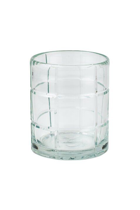 Transparentes Windlicht mit Schliff mittel