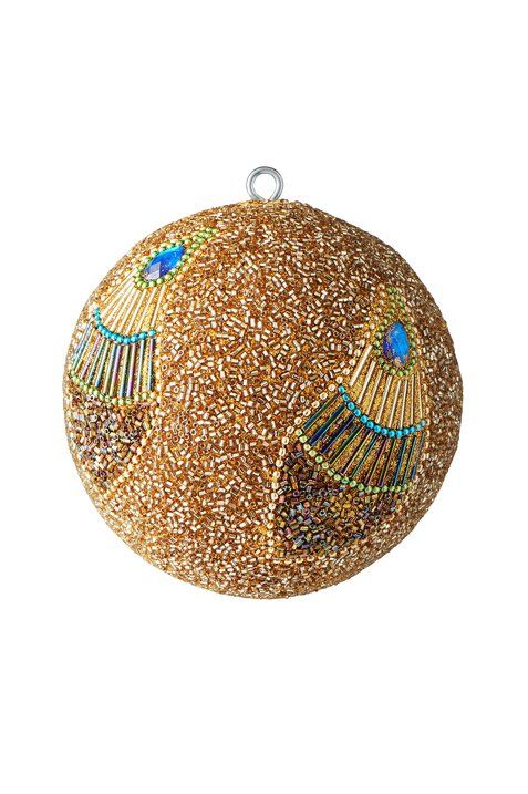 Opium Weihnachtskugel  Pfauenmuster 10cm gold