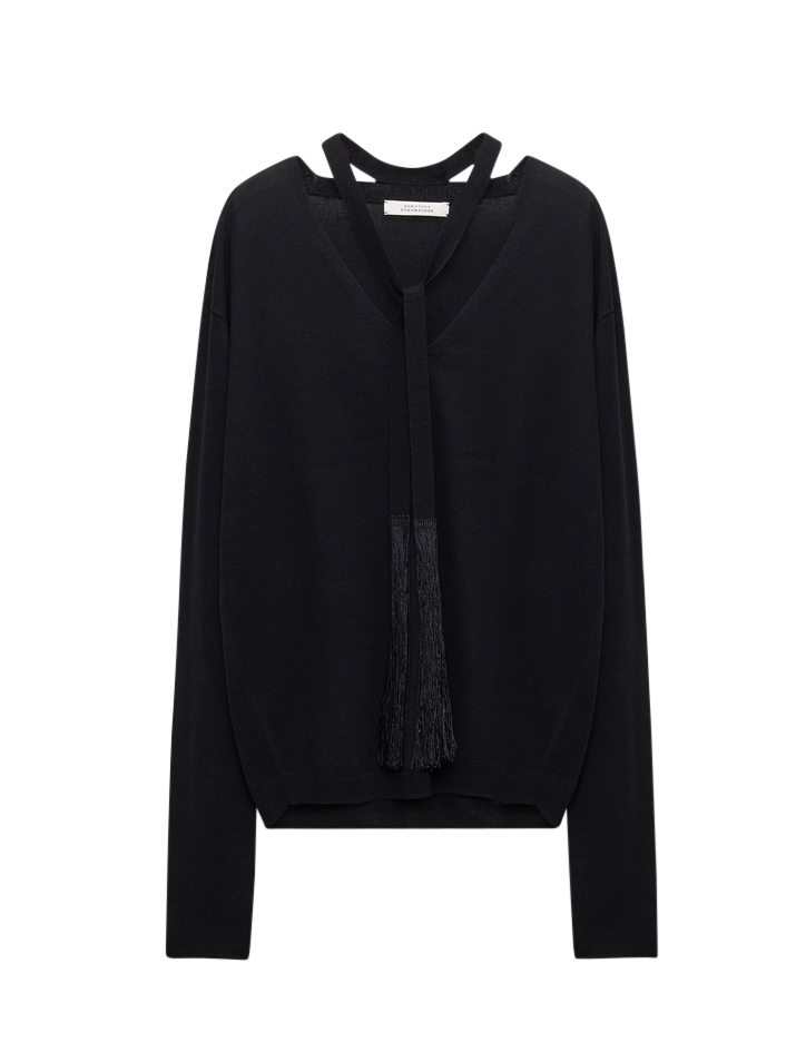 Dorothee Schumacher - Pullover mit kleiner Schluppe mit Fransen