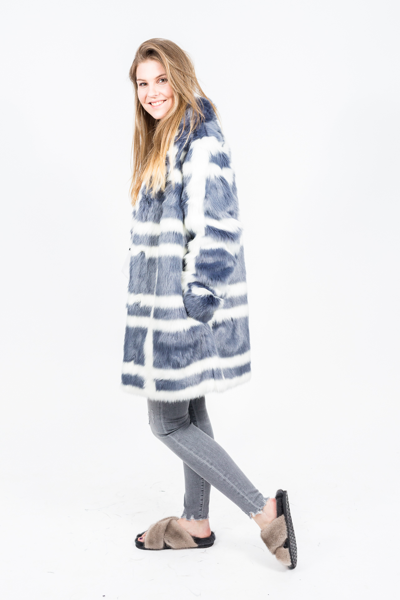 Canadian Classics - Fake Fur Jacke grau-weiß