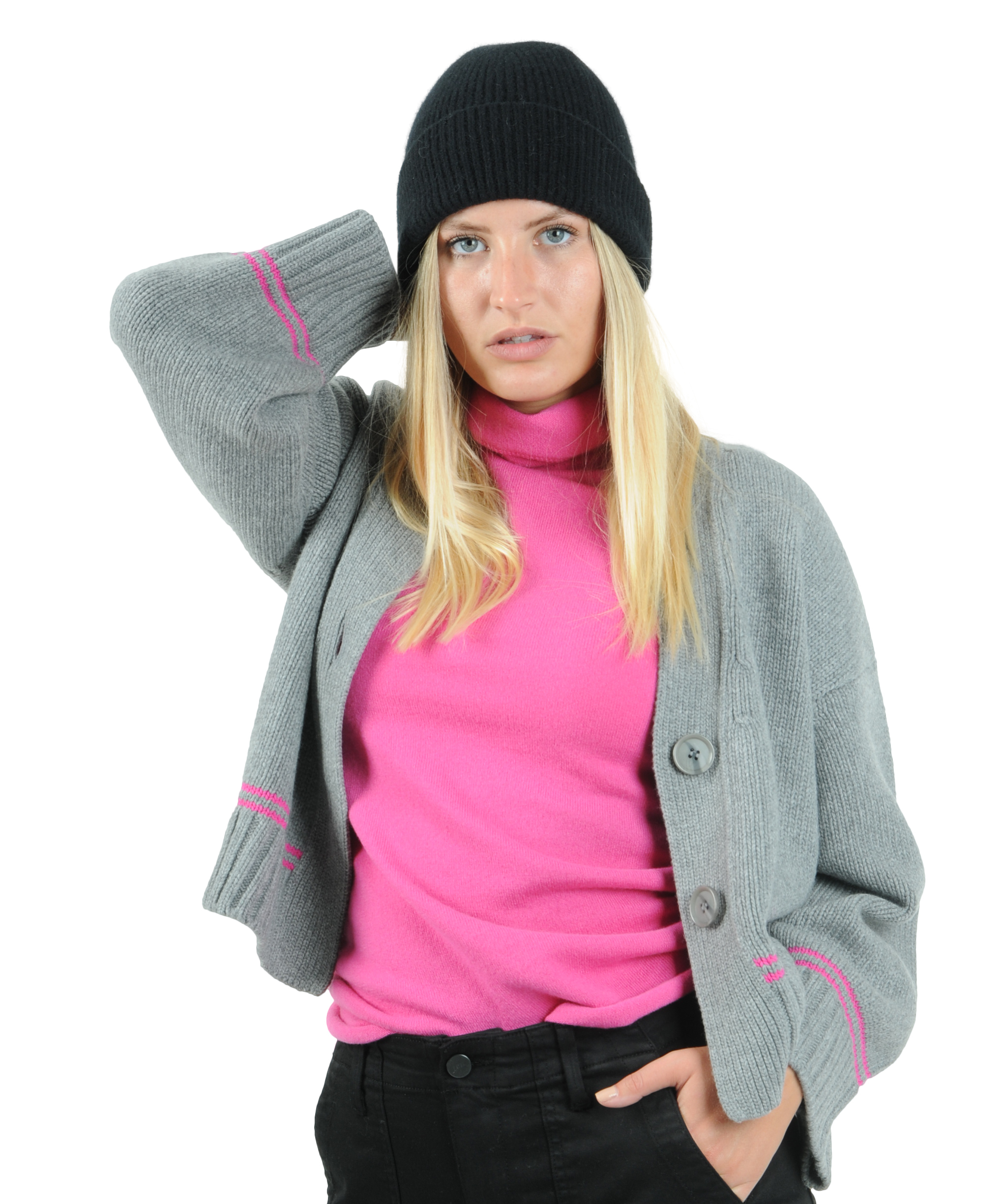 Tabaroni Cashmere - Stricktop mit Rolli pink