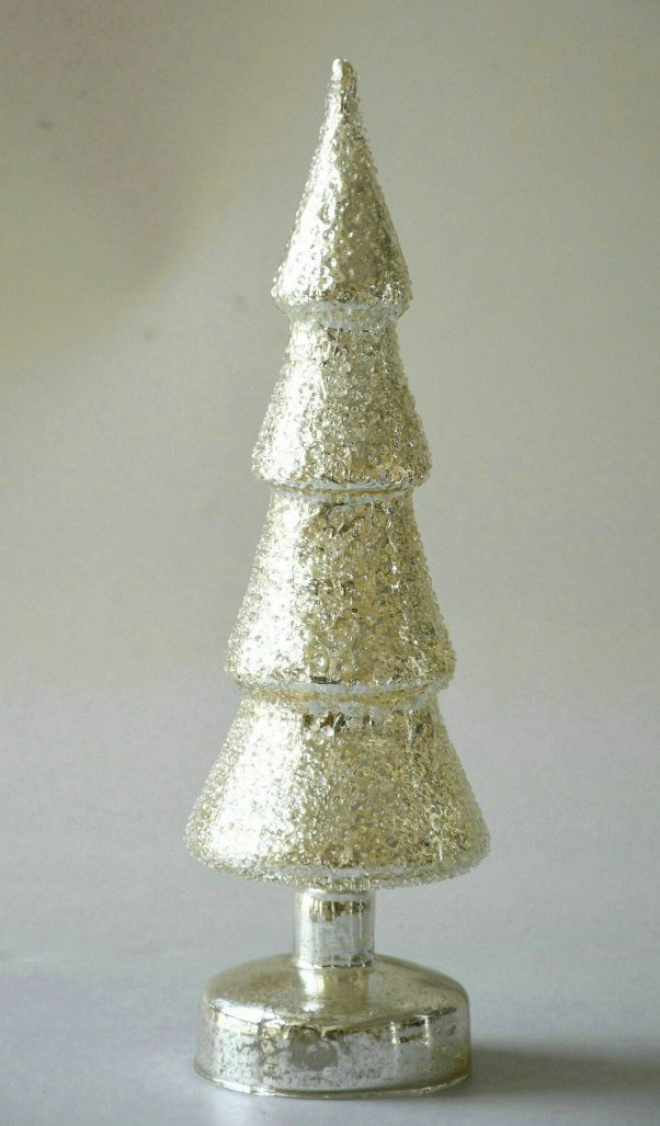 Glasbaum mit Fuß 40 cm H silber