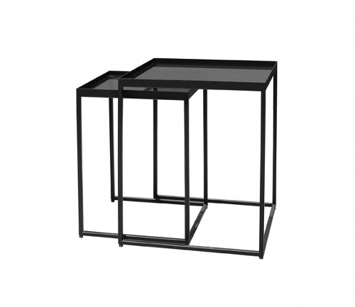 2er Tisch Set eckig schwarz